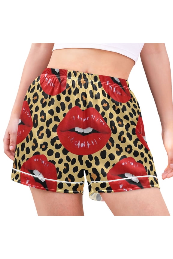 Women's Pajama Lounge Shorts Mouth in Leopard Bottoms Sleep Short XL