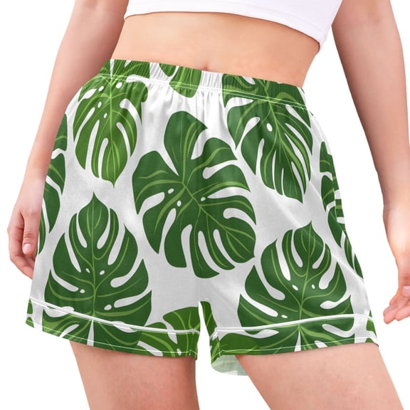 joogoo Women's Pajama Lounge Shorts Palm Tropical Leaf Bottoms Sleep Short XL