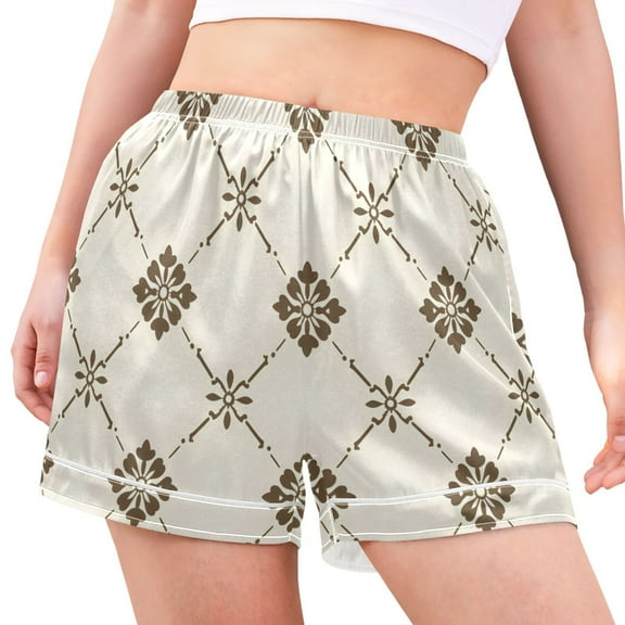 joogoo Women's Pajama Lounge Shorts Retro Checkered Grid Pattern Bottoms Sleep Short L