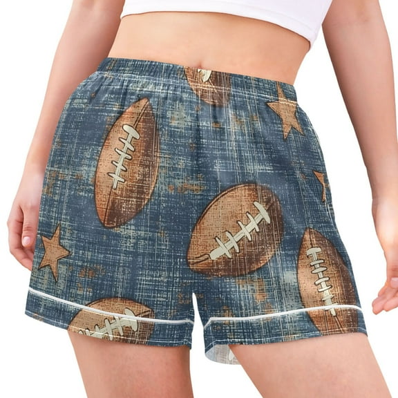 joogoo Women's Pajama Lounge Shorts Rugby Stars Footballs Bottoms Sleep Short M