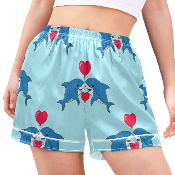 joogoo Women's Pajama Lounge Shorts Shark and Hearts Bottoms Sleep Short XXL