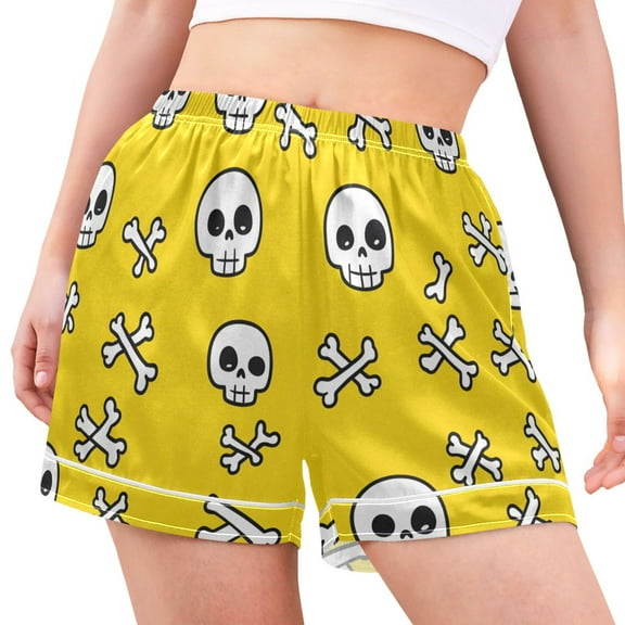 joogoo Women's Pajama Lounge Shorts Skull and Bones Bottoms Sleep Short M