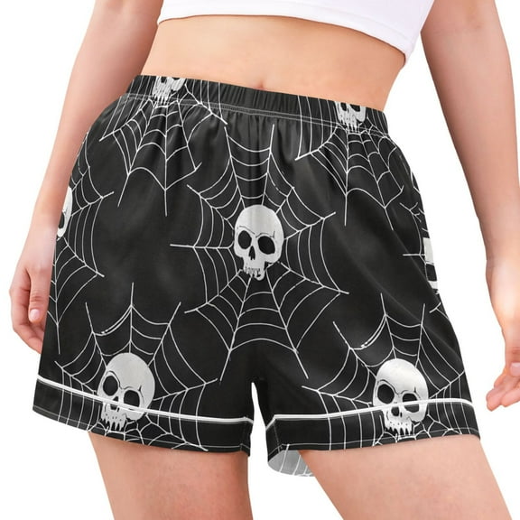 joogoo Women's Pajama Lounge Shorts Skull in Web Bottoms Sleep Short M