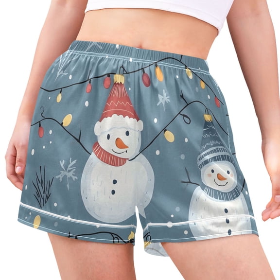 joogoo Women's Pajama Lounge Shorts Snowman Christmas Bottoms Sleep Short XXL