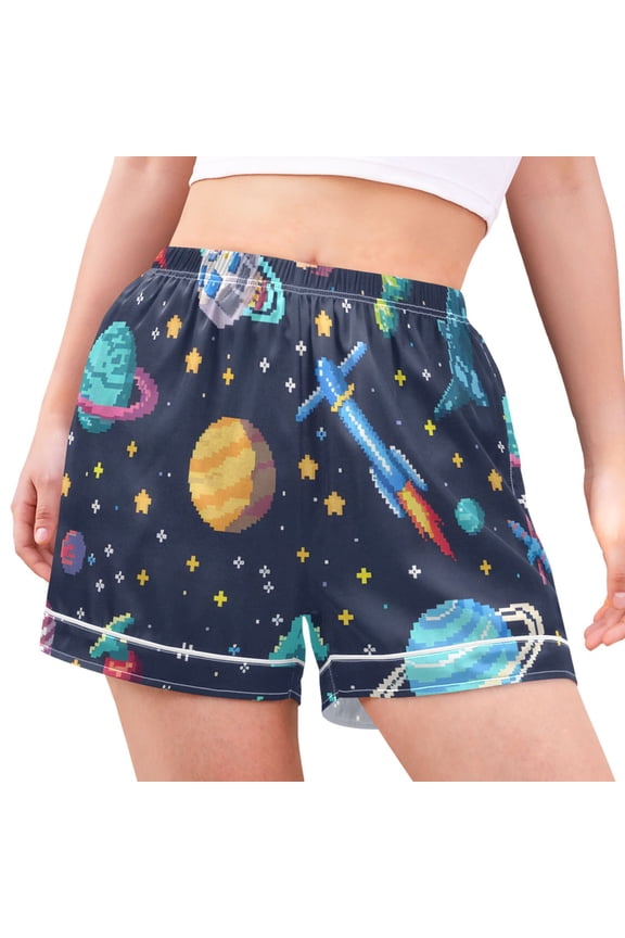 Women's Pajama Lounge Shorts Space Stars Planet Bottoms Sleep Short XXL