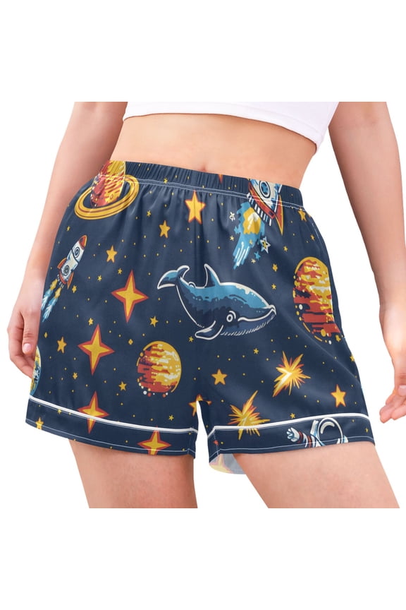 Women's Pajama Lounge Shorts Space Stars Universe Bottoms Sleep Short M