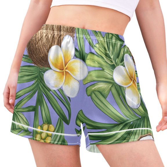joogoo Women's Pajama Lounge Shorts Tropical Coconut Leaves Bottoms Sleep Short S