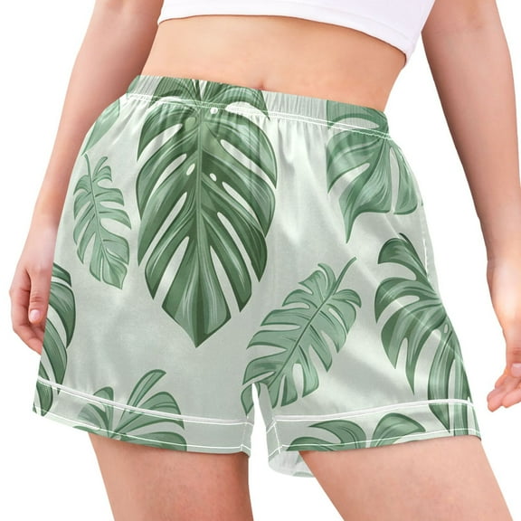 joogoo Women's Pajama Lounge Shorts Tropical Leaves Bottoms Sleep Short L