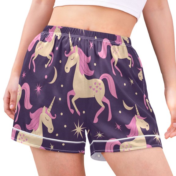 joogoo Women's Pajama Lounge Shorts Unicorn and Stars Bottoms Sleep Short M
