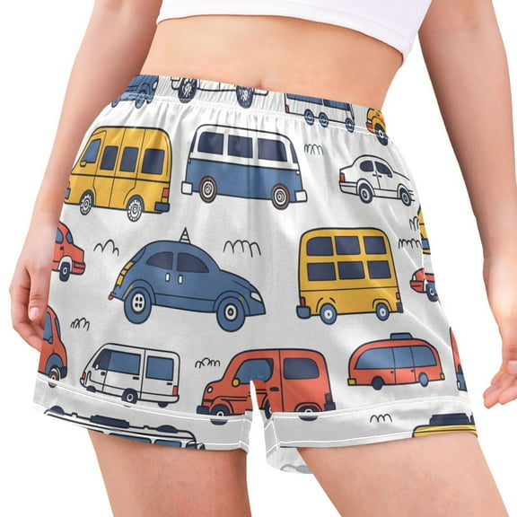 joogoo Women's Pajama Lounge Shorts Vehicles Bus Bottoms Sleep Short S