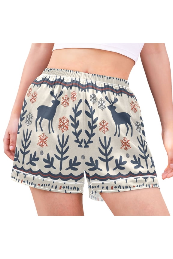Women's Pajama Lounge Shorts Vintage Deer Exotic Pattern Bottoms Sleep Short M