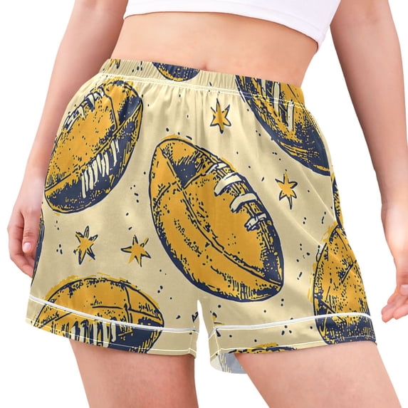 joogoo Women's Pajama Lounge Shorts Vintage Rugby Football Bottoms Sleep Short M