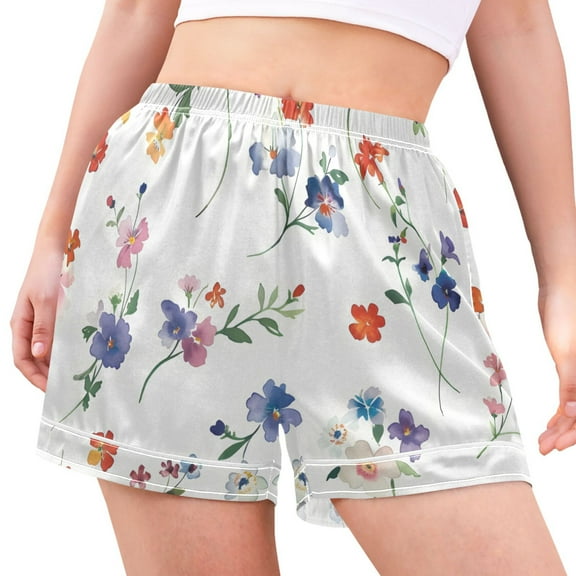 joogoo Women's Pajama Lounge Shorts Watercolor Flower Paint Bottoms Sleep Short XL