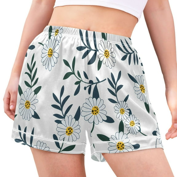 joogoo Women's Pajama Lounge Shorts Wild Daisy Flower Bottoms Sleep Short XXL
