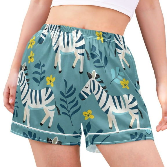 joogoo Women's Pajama Lounge Shorts Zebras Floral Bottoms Sleep Short M