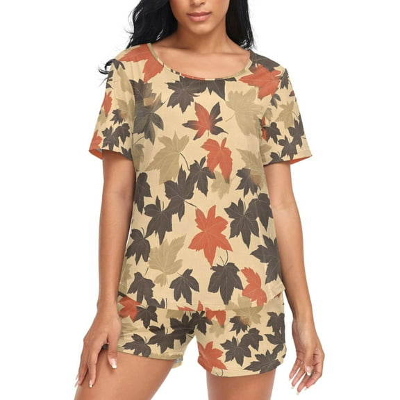 joogoo Women's Pajama Set Autumn Fall Short Sleepwear Loungewear with Pockets XL