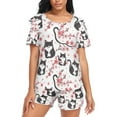 thumbnail image 1 of joogoo Women's Pajama Set Cat on Cherry Branch Short Sleepwear Loungewear with Pockets M, 1 of 7