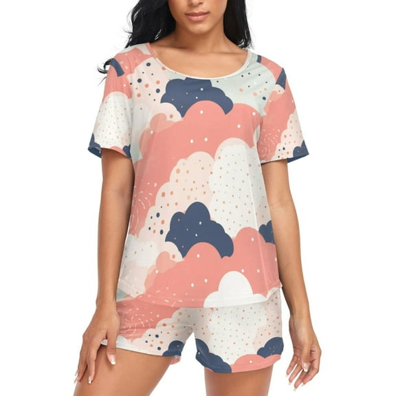joogoo Women's Pajama Set Cloud Cartoon Short Sleepwear Loungewear with Pockets XXL