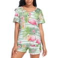 thumbnail image 1 of joogoo Women's Pajama Set Flamingo Tropical Short Sleepwear Loungewear with Pockets XL, 1 of 7