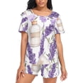 thumbnail image 1 of joogoo Women's Pajama Set Flowers Lavender Short Sleepwear Loungewear with Pockets L, 1 of 7