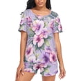 thumbnail image 1 of joogoo Women's Pajama Set Hibiscus Flowers Short Sleepwear Loungewear with Pockets XL, 1 of 7