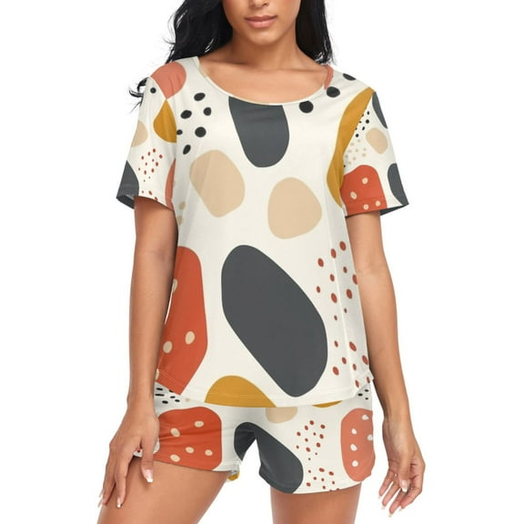 joogoo Women's Pajama Set Multi Polka Dots Short Sleepwear Loungewear with Pockets XL