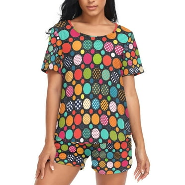 joogoo Women's Pajama Set Polka Dots Short Sleepwear Loungewear with Pockets L