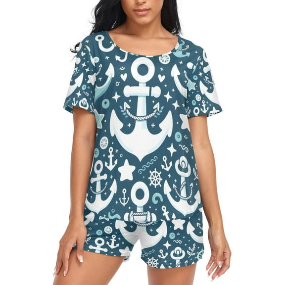 joogoo Women's Pajama Set Spear and Star Short Sleepwear Loungewear with Pockets S