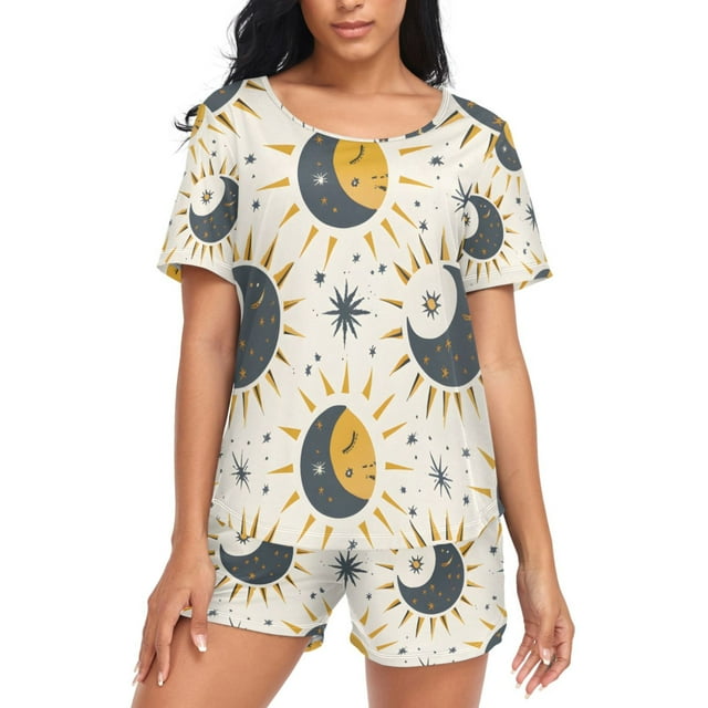 Joogoo Women s Pajama Set Sun Moon And Stars Short Sleepwear Loungewear joogoo-women-s-pajama-set-sun-moon-and-stars-short-sleepwear-loungewear