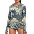 thumbnail image 1 of joogoo Womens UPF 50+ Sun Shirts Abstract Japanese Wave Long Sleeve UV Protection Rash Guard Tops S, 1 of 7