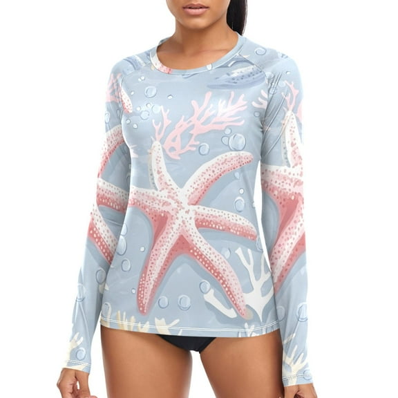 joogoo Womens UPF 50  Sun Shirts Beautiful Starfish Long Sleeve UV Protection Rash Guard Tops XS