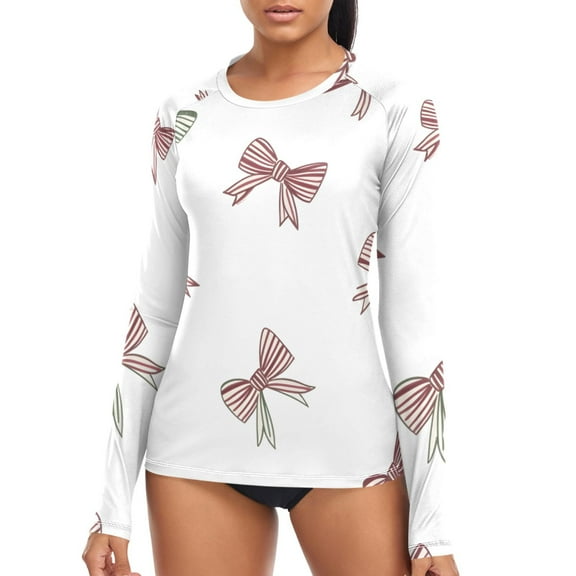 joogoo Womens UPF 50  Sun Shirts Bow-a1 Long Sleeve UV Protection Rash Guard Tops L