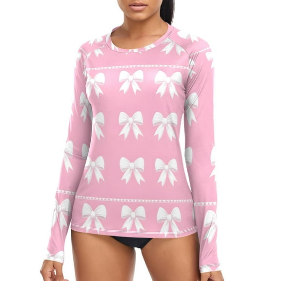 joogoo Womens UPF 50  Rash Guard Bows-a2 Long Sleeve UV Protection Sun Shirts Tops XL