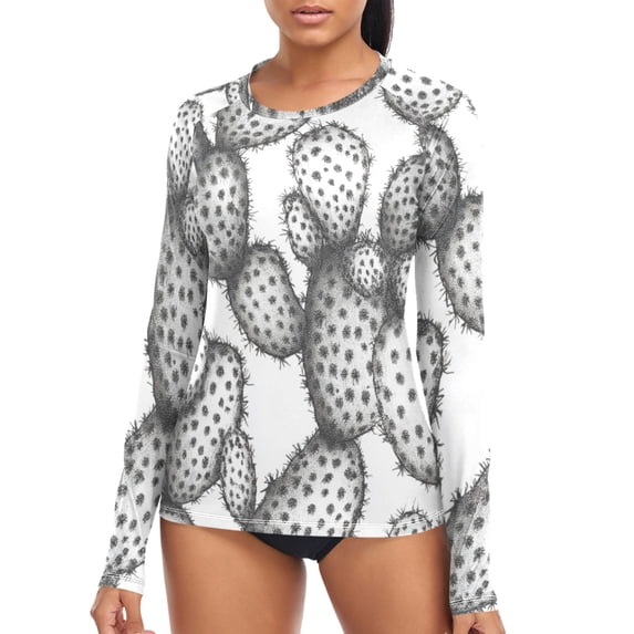 joogoo Womens UPF 50+ Rash Guard Cactus Long Sleeve UV Protection Sun Shirts Tops XL