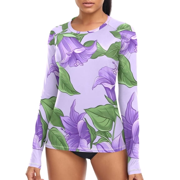 joogoo Womens UPF 50 Sun Shirts Campanula Flowers Long Sleeve UV Protection Rash Guard Tops XS