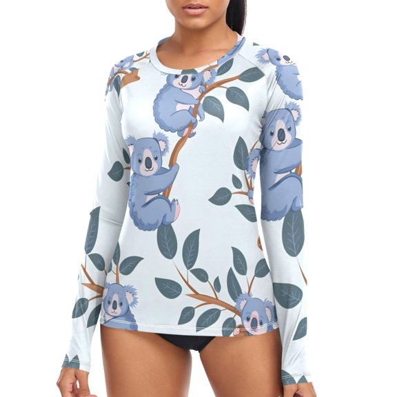 joogoo Womens UPF 50 Sun Shirts Cartoon Koalas Long Sleeve UV Protection Rash Guard Tops S