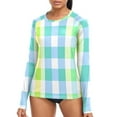 thumbnail image 1 of joogoo Womens UPF 50+ Rash Guard Checkered Grid-t5 Long Sleeve UV Protection Sun Shirts Tops L, 1 of 7