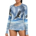 thumbnail image 1 of joogoo Womens UPF 50+ Sun Shirts Eagle Flying in Blue Sky Long Sleeve UV Protection Rash Guard Tops L, 1 of 7