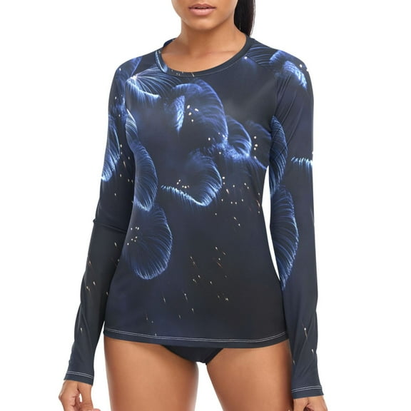 joogoo Womens UPF 50  Sun Shirts Fireworks Blooming Long Sleeve UV Protection Rash Guard Tops XL