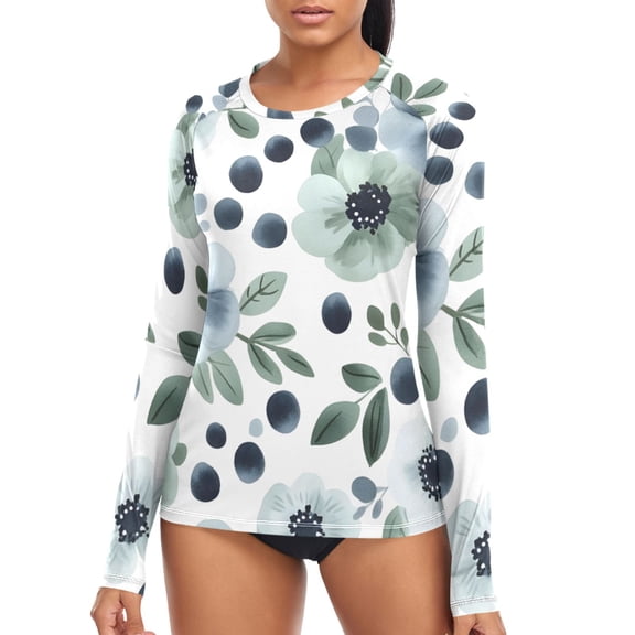 joogoo Womens UPF 50  Sun Shirts Flower Long Sleeve UV Protection Rash Guard Tops M