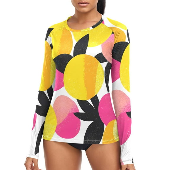 joogoo Womens UPF 50  Sun Shirts Leaves Artistic Long Sleeve UV Protection Rash Guard Tops M