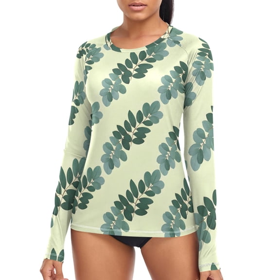 joogoo Womens UPF 50  Sun Shirts Leaves Long Sleeve UV Protection Rash Guard Tops S