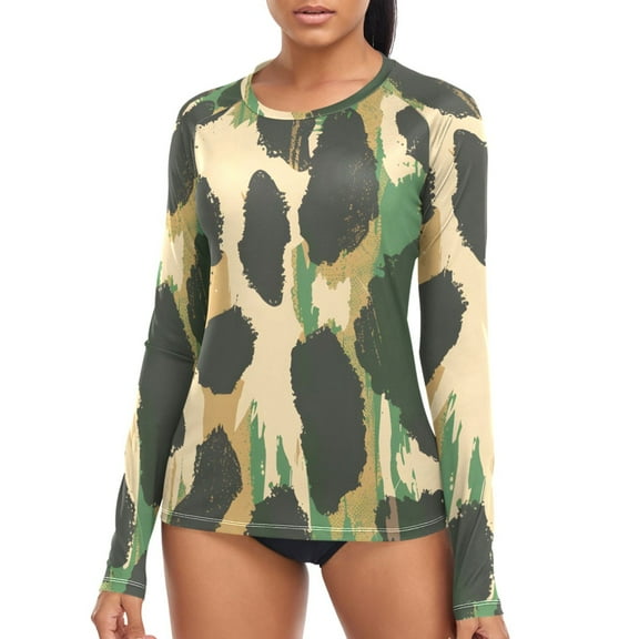 joogoo Womens UPF 50  Sun Shirts Leopard Animals Skin Long Sleeve UV Protection Rash Guard Tops L
