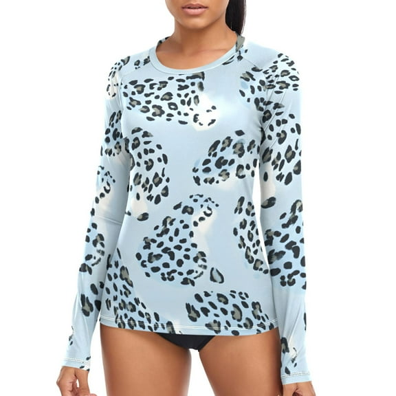 joogoo Womens UPF 50  Rash Guard Leopard Skin Light Pattern Long Sleeve UV Protection Sun Shirts Tops L