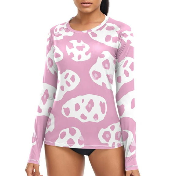 joogoo Womens UPF 50 Rash Guard Leopard-a1 Pattern Long Sleeve UV Protection Sun Shirts Tops M