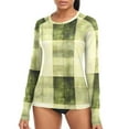 thumbnail image 1 of joogoo Womens UPF 50+ Rash Guard Retro Checkered Grid Long Sleeve UV Protection Sun Shirts Tops L, 1 of 7