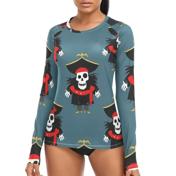 joogoo Womens UPF 50  Sun Shirts Skeleton Cool Long Sleeve UV Protection Rash Guard Tops S