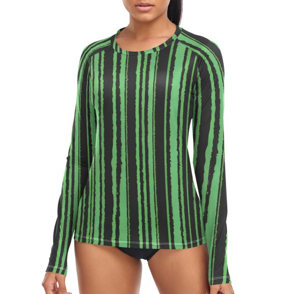 joogoo Womens UPF 50  Sun Shirts Watermelon Stripes Long Sleeve UV Protection Rash Guard Tops XL
