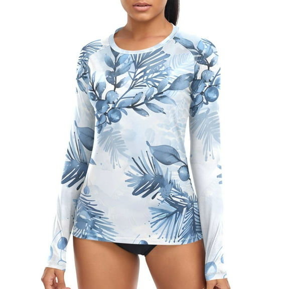 joogoo Womens UPF 50 Sun Shirts Winter Cherry Grass Long Sleeve UV Protection Rash Guard Tops L