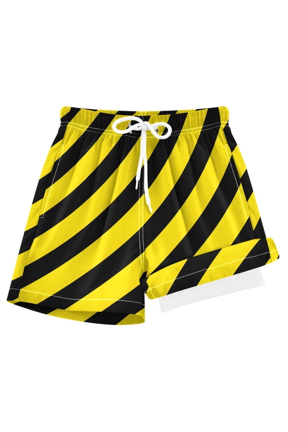 Yellow Stripes Boys Swim Trunks Beach Swimsuit Shorts Boxer 7Y